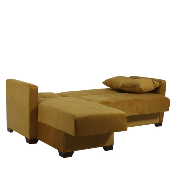 Efluewe Καναπές Κρεβάτι Γωνιακός Μουσταρδί Βελούδο (200x150x78)cm