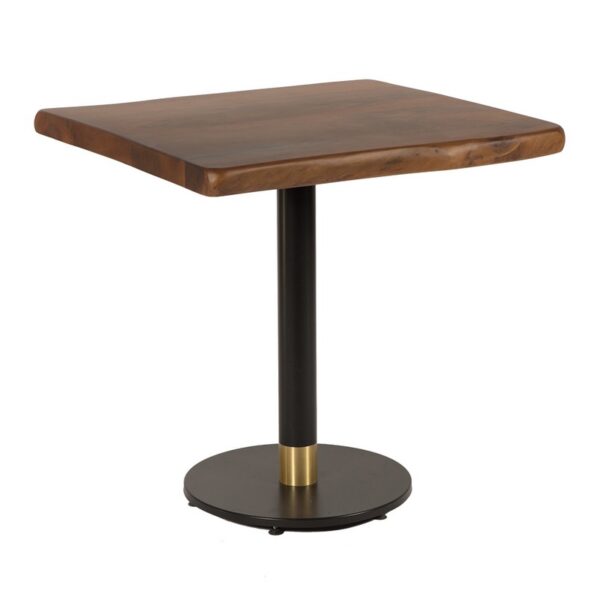 Τραπέζι από ξύλο καρυδιάς (5,5cm) με μεταλλικό μαύρο πόδι (75x75x77)cm