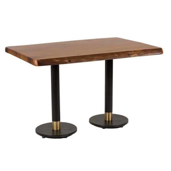 Τραπέζι από ξύλο καρυδιάς (5.5cm) με διπλό μεταλλικό μαύρο πόδι (120x75x77)cm