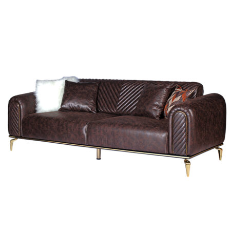Καναπές κρεβάτι τριθέσιος IKON μεταλλικά πόδια χρυσά (237x98x88)cm