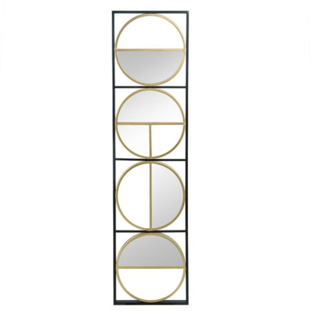 Kreigsu Καθρέπτης Τοίχου Μακρόστενος Μεταλλικός Κύκλοι Χρυσοί (120x31x2)cm
