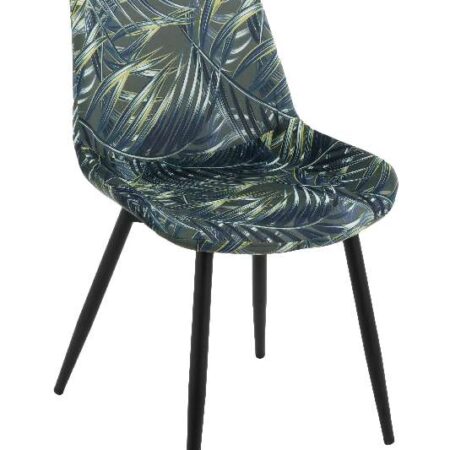 Artekko Echox Καρέκλα Τραπεζαρίας με Καπιτονέ Σκούρο Πράσινο "Φύλλα" Κάθισμα-Μεταλλικά Μαύρα Πόδια (51x58x82)cm