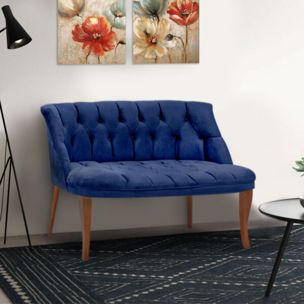 Καναπές Lenora  διθέσιος βελούδινος χρώμα royal μπλε 122x62x75εκ.