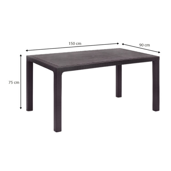 Τραπέζι πολυπροπυλενίου Kalan  χρώμα καφέ 150x90x75εκ.