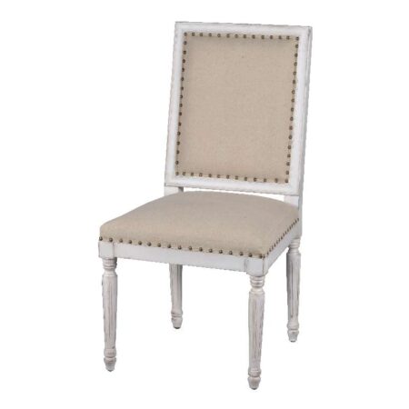 Rushont Καρέκλα Λευκή Πατίνα- Μπέζ  Ύφασμα (51x58x102)cm