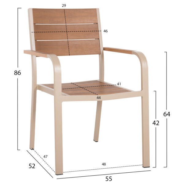 ΠΟΛΥΘΡΟΝΑ ΑΛΟΥΜΙΝΙΟΥ SAGA HM5127.04 ΣΑΜΠΑΝΙ ΜΕ POLYWOOD 55x52x86Yεκ.