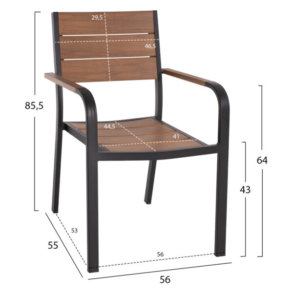 ΠΟΛΥΘΡΟΝΑ ΑΛΟΥΜΙΝΙΟΥ SAGA ΜΑΥΡΗ ΜΕ POLYWOOD HM5127.03 56x55x85,5Yεκ.