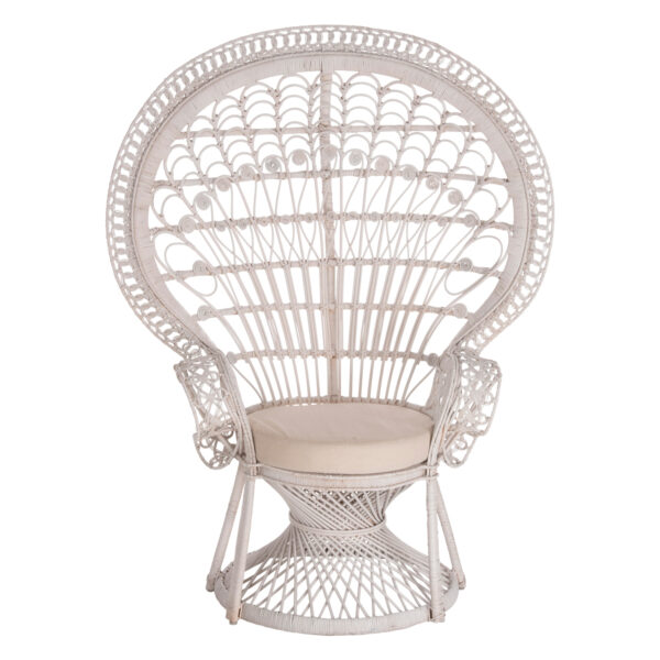 ΠΟΛΥΘΡΟΝΑ ROYAL PEACOCK HM9342.02 RATTAN ΣΕ ΛΕΥΚΟ-ΜΑΞΙΛΑΡΙ ΛΕΥΚΟ 114x72x150Yεκ.