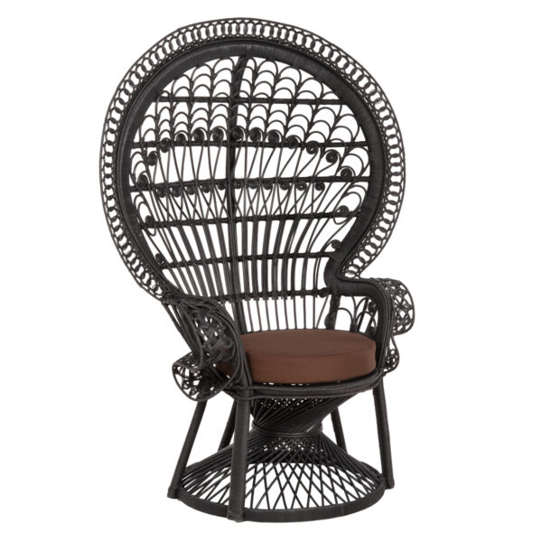 ΠΟΛΥΘΡΟΝΑ ROYAL PEACOCK HM9342.03 RATTAN ΜΑΥΡΟ-ΜΑΞΙΛΑΡΙ ΚΑΦΕ 114x72x150Yεκ.