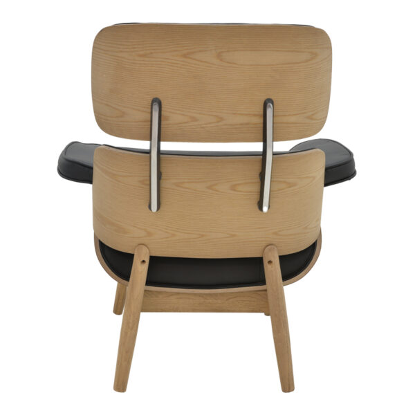 Πολυθρόνα relax Mirto  μασίφ ξύλο καρυδί -PU μαύρο 80x80x96.5εκ