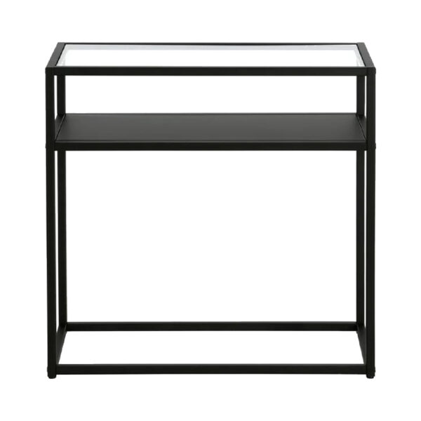 Βοηθητικό τραπέζι Levian  μαύρο μέταλλο-γυαλί 60x25x60εκ