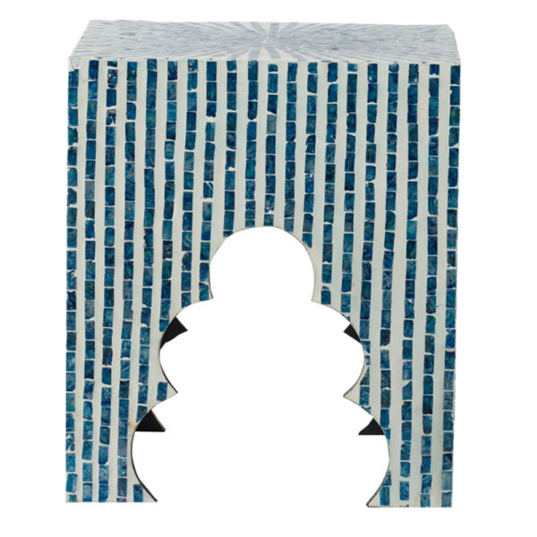 Ivory Βοηθητικά Τραπεζάκια/Σκαμπό MDF/Capiz Μπλε (45x45x50.5)cm Σετ/2