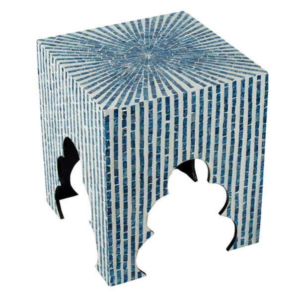 Ivory Βοηθητικά Τραπεζάκια/Σκαμπό MDF/Capiz Μπλε (45x45x50.5)cm Σετ/2