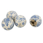 Artekko Ball Διακοσμητική Μπάλα Κεραμική Άσπρο/Μπλε (10x10x10)cm ΣΕΤ/4