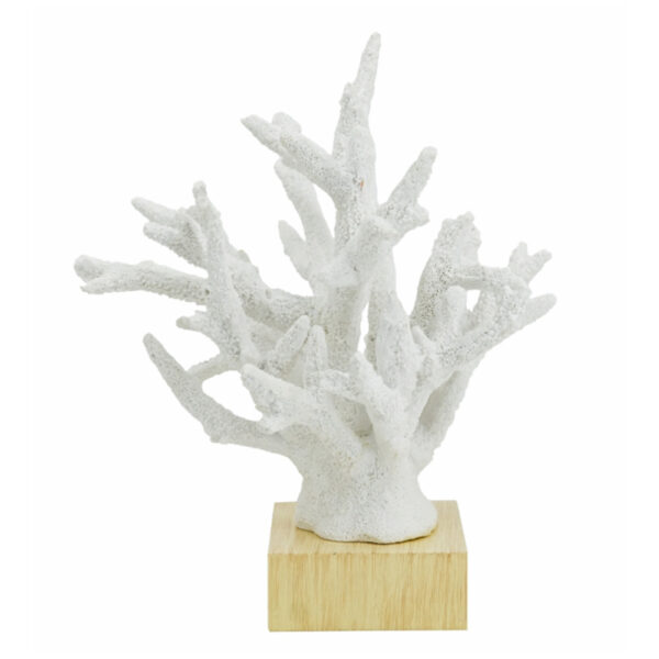 Coral Διακοσμητικό Κοράλλι σε Βάση Ρητίνη/Ξύλο Λευκό (26x33x31)cm