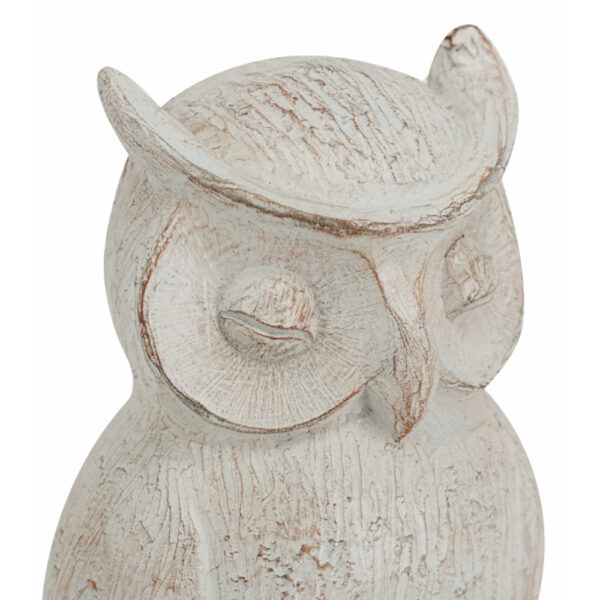 Artekko Owl Διακοσμητική Κουκουβάγια Ρητίνη Λευκή Πατίνα (15x13.5x30.5)cm
