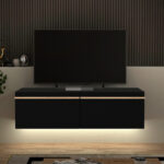 Έπιπλο τηλεόρασης επιτοίχιο Morel Megapap με LED χρώμα μαύρο 140x41,8x40εκ.