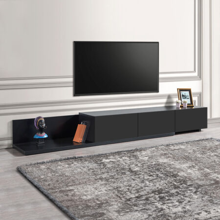 Έπιπλο τηλεόρασης Enstey Megapap χρώμα μαύρο 260x41,8x33,5εκ.