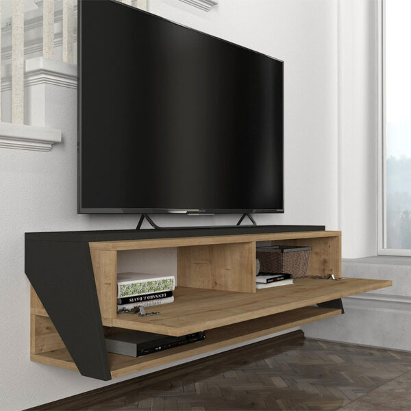 Έπιπλο τηλεόρασης επιτοίχιο Litos Megapap χρώμα sapphire oak - ανθρακί 120x29,6x32,6εκ.