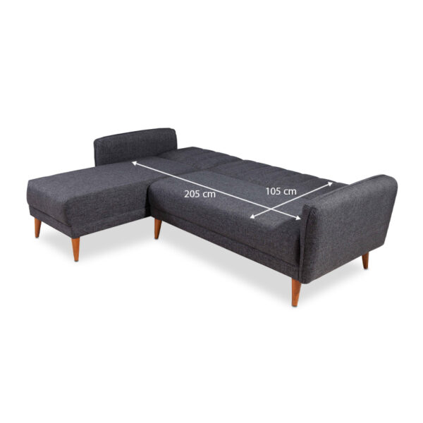 Γωνιακός καναπές - κρεβάτι Nathan  αριστερή γωνία υφασμάτινος χρώμα ανθρακί 225x150x85εκ.