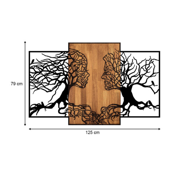 Διακοσμητικό τοίχου Tree Love  ξύλινο - μεταλλικό χρώμα καρυδί - μαύρο 125x3x79εκ.