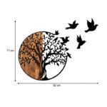 Διακοσμητικό τοίχου Tree with Birds Megapap ξύλινο - μεταλλικό χρώμα καρυδί - μαύρο 92x3x71εκ.
