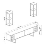 Σύνθεση τηλεόρασης Goldline Megapap χρώμα λευκό - χρυσό 180x30x48εκ.