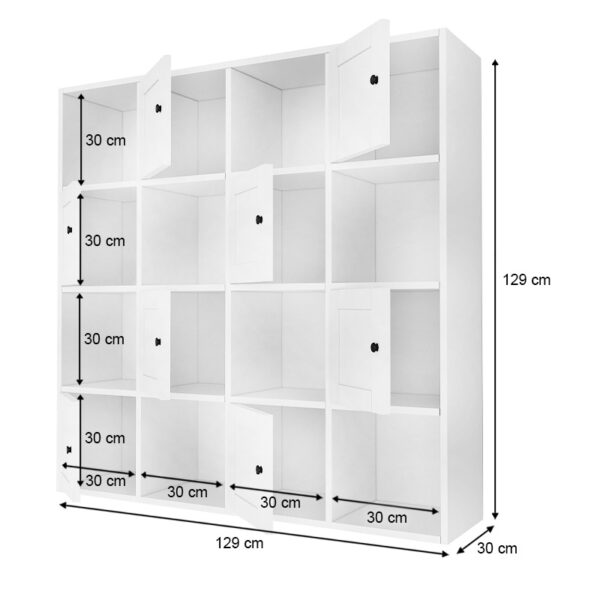 Βιβλιοθήκη Felix Megapap χρώμα λευκό 129x30x129εκ.