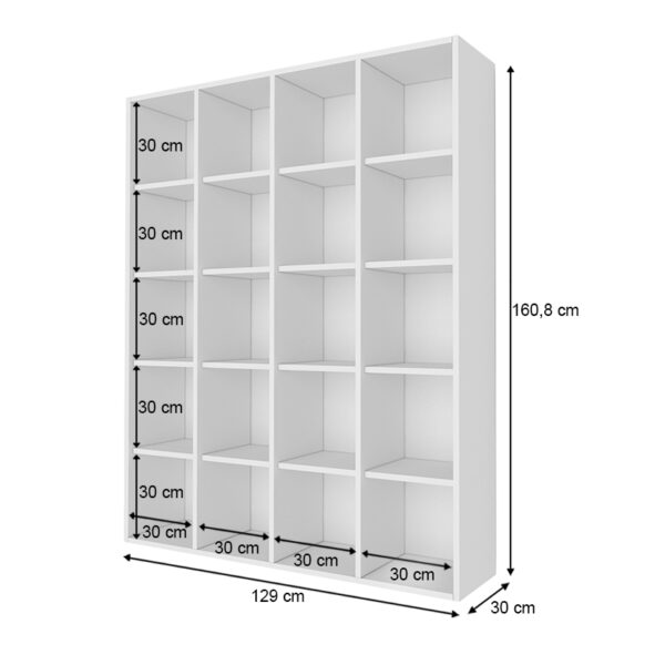 Βιβλιοθήκη Oliver Megapap χρώμα λευκό 129x30x160,8εκ.
