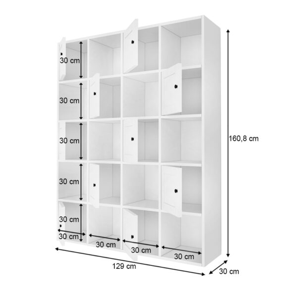 Βιβλιοθήκη Felix Megapap χρώμα λευκό 129x30x160,8εκ.