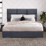 Κρεβάτι Reymont Megapap υφασμάτινο χρώμα γκρι 160x200εκ.