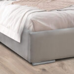 Κρεβάτι Reymont Megapap υφασμάτινο χρώμα μπεζ της άμμου 160x200εκ.