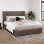 Κρεβάτι Figaro Megapap υφασμάτινο χρώμα καφέ 160x200εκ.