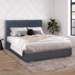Κρεβάτι Fabrizio Megapap υφασμάτινο χρώμα γκρι 160x200εκ.