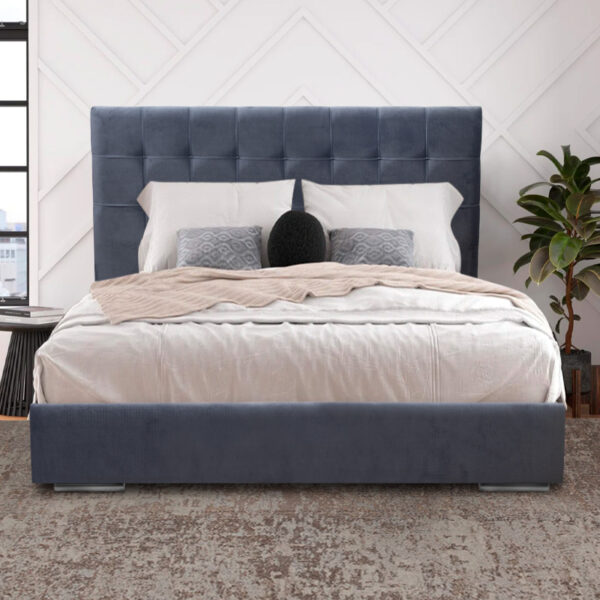 Κρεβάτι Fabrizio Megapap υφασμάτινο χρώμα γκρι 160x200εκ.