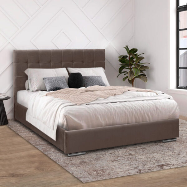 Κρεβάτι Fabrizio Megapap υφασμάτινο χρώμα καφέ 160x200εκ.