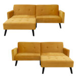 Καναπές γωνία-κρεβάτι με υποπόδιο Dream  κίτρινο βελούδο 209x157x80εκ