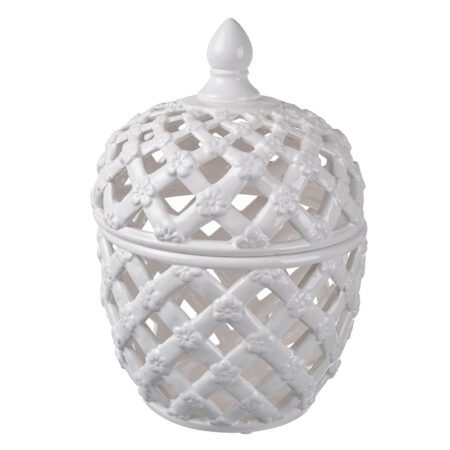 Artekko Lidded Jar Διακοσμητικό Δοχείο με Καπάκι Κεραμικό Λευκό (21.1x21.1x29.2)cm