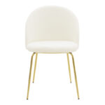 Καρέκλα Fersais  λευκό μπουκλέ-χρυσό μέταλλο 48x57x81εκ