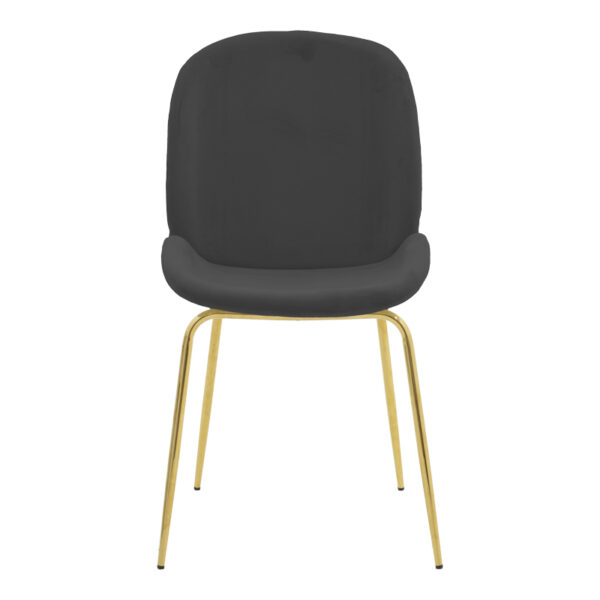 Καρέκλα Maley  ανθρακί βελούδο-πόδι χρυσό μέταλλο 47x60x90εκ