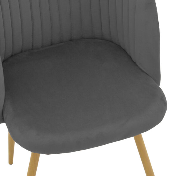 Καρέκλα Anelie  ανθρακί βελούδο-πόδι φυσικό μέταλλο 45x59x78εκ