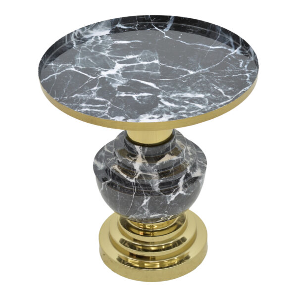 Βοηθητικό τραπέζι Cogent Inart  μαύρο-χρυσό μέταλλο Φ46x50εκ