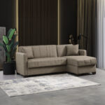 Γωνιακός καναπές-κρεβάτι με αποθηκευτικό χώρο Alasko  καφέ ύφασμα 204x143x83εκ