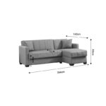 Γωνιακός καναπές-κρεβάτι με αποθηκευτικό χώρο Alasko  καφέ ύφασμα 204x143x83εκ