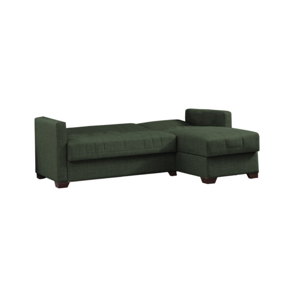Γωνιακός καναπές-κρεβάτι με αποθηκευτικό χώρο Alasko  πράσινο ύφασμα 204x143x83εκ