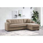 Γωνιακός καναπές-κρεβάτι με αποθηκευτικό χώρο Kansos  μπεζ ύφασμα 235x150x80εκ