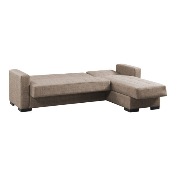 Γωνιακός καναπές-κρεβάτι με αποθηκευτικό χώρο Kansos  μπεζ ύφασμα 235x150x80εκ
