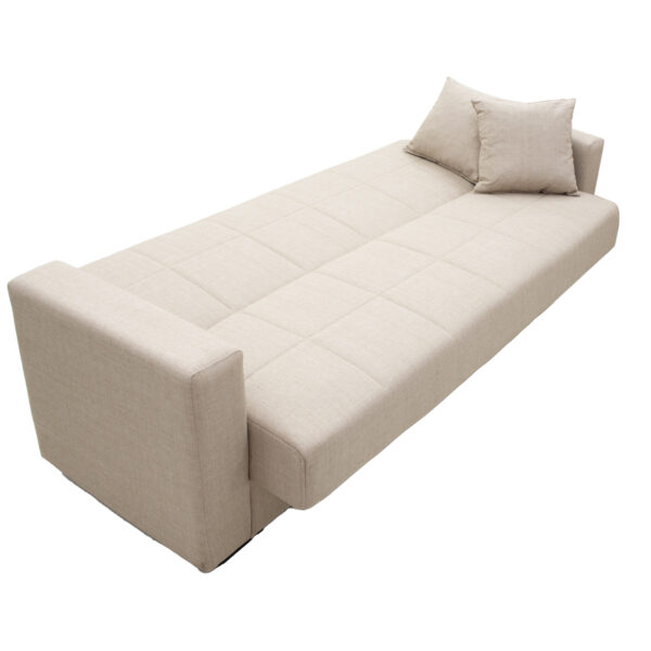 Καναπές-κρεβάτι με αποθηκευτικό χώρο τριθέσιος Vox  κρεμ ύφασμα 215x85x80εκ