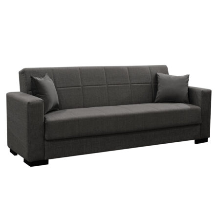 Καναπές-κρεβάτι με αποθηκευτικό χώρο τριθέσιος Vox  ανθρακί ύφασμα 215x85x80εκ