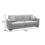 Καναπές-κρεβάτι με αποθηκευτικό χώρο τριθέσιος Vox  καφέ ύφασμα 215x85x80εκ